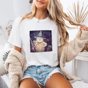 Wizard Cat Halloween Shirt – Funny Cat Meme Graphic Tee — view 10