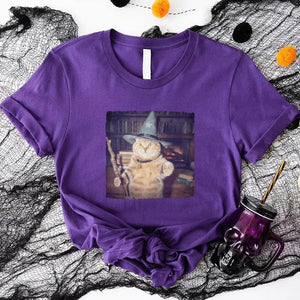 Wizard Cat Halloween Shirt – Funny Cat Meme Graphic Tee — view 1