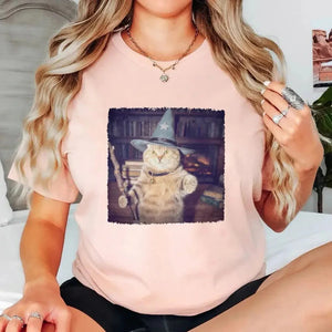 Wizard Cat Halloween Shirt – Funny Cat Meme Graphic Tee — view 12