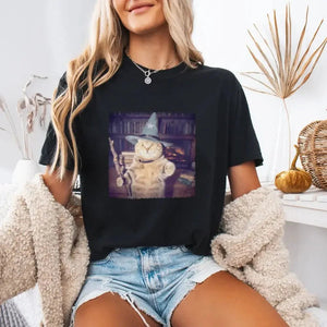Wizard Cat Halloween Shirt – Funny Cat Meme Graphic Tee — view 24