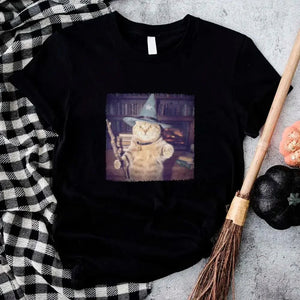 Wizard Cat Halloween Shirt – Funny Cat Meme Graphic Tee — view 25