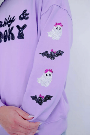 Women's Halloween Sequin Skeleton Crewneck Sweatshirt — view 4