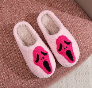 Halloween Skull Pattern Unisex Fur Slippers — view 2