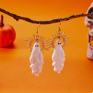 Halloween Sunburst Ghost Drop Earrings — view 4