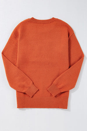 Halloween Boo Drop Shoulder Ribbed Trim Sweater — view 8