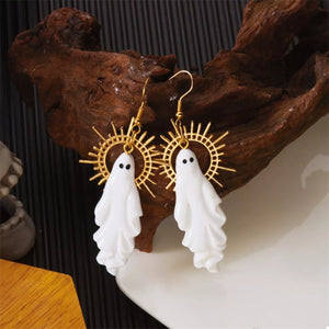 Halloween Sunburst Ghost Drop Earrings — view 5