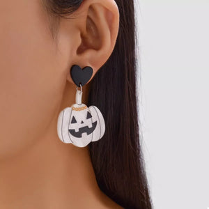 Halloween Pumpkin Heart Drop Earrings — view 2
