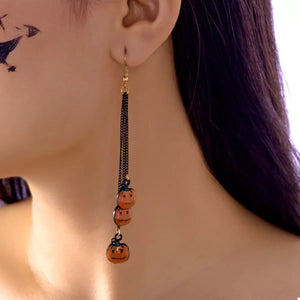 Halloween Pumpkin Chain Drop Earrings — view 2
