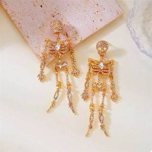 Halloween Skeleton Skull Zircon Drop Earrings — view 4