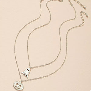 2 Piece Halloween Ghost & Pumpkin Pendant Necklace — view 1