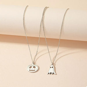 2 Piece Halloween Ghost & Pumpkin Pendant Necklace — view 3