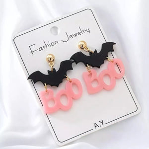 Halloween Bat Boo Dangle Earrings — view 3