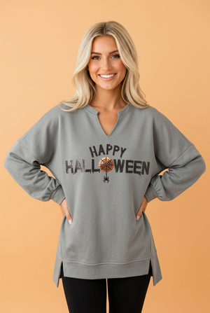 Happy Halloween Sequin Graphic Long Sleeve Top — view 6
