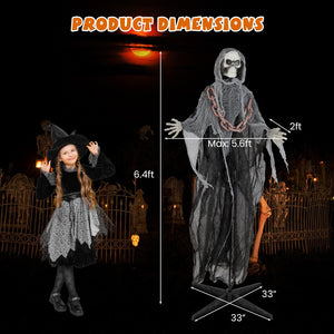 6.4 Feet Halloween Standing Grim Reaper with Lighted Eyes and Terrifying Sounds — view 4