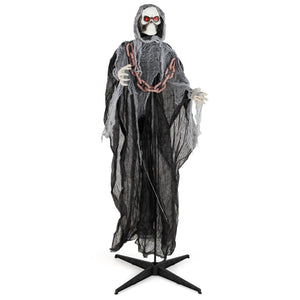 6.4 Feet Halloween Standing Grim Reaper with Lighted Eyes and Terrifying Sounds — view 3
