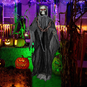 6.4 Feet Halloween Standing Grim Reaper with Lighted Eyes and Terrifying Sounds — view 5
