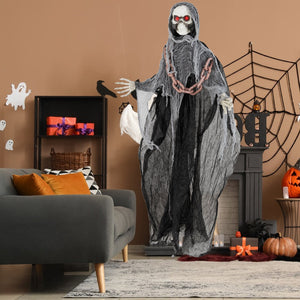 6.4 Feet Halloween Standing Grim Reaper with Lighted Eyes and Terrifying Sounds — view 1