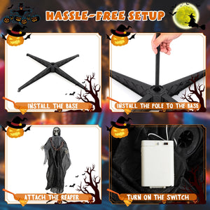 6.4 Feet Halloween Standing Grim Reaper with Lighted Eyes and Terrifying Sounds — view 7