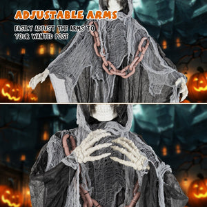 6.4 Feet Halloween Standing Grim Reaper with Lighted Eyes and Terrifying Sounds — view 8