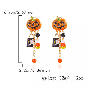 Halloween Pumpkin Drop Earrings — view 6