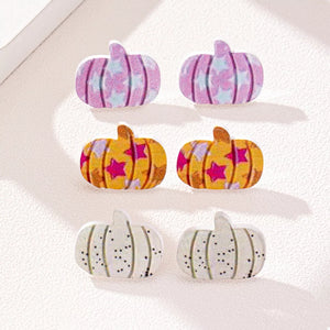 3 Piece Halloween Pumpkin Stud Earrings — view 2