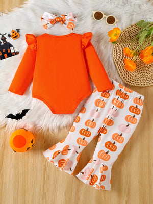Children's Halloween Graphic Top and Pants 3-Piece Set with Headband — view 5