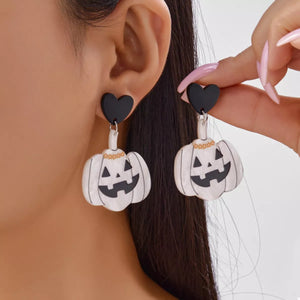 Halloween Pumpkin Heart Drop Earrings — view 1