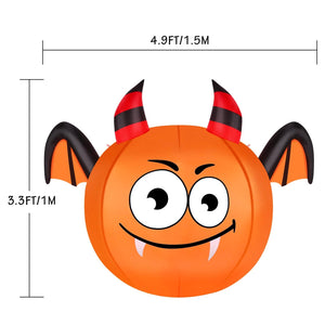 CAMAULAN 4FT Halloween Pumpkin Outdoor Decoration with a Bat — view 3