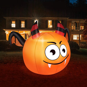 CAMAULAN 4FT Halloween Pumpkin Outdoor Decoration with a Bat — view 1