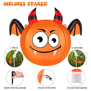 CAMAULAN 4FT Halloween Pumpkin Outdoor Decoration with a Bat — view 5