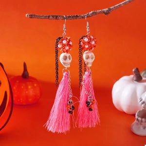 Halloween Ghost Tassel Drop Earrings — view 3