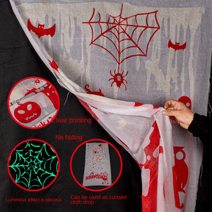 Halloween luminous light curtain pumpkin ghost spider web haunted house secret room horror blood gauze atmosphere layout props — view 3