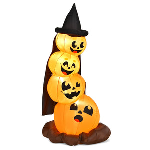 7 Feet Halloween Inflatable Pumpkin Combo with Witch's Hat and LED Lights — view 3
