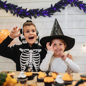 9 Feet Pre-lit Christmas Halloween Garland with 50 Purple LED Lights — view 6
