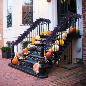 9 Feet Pre-lit Christmas Halloween Garland with 50 Purple LED Lights — view 8