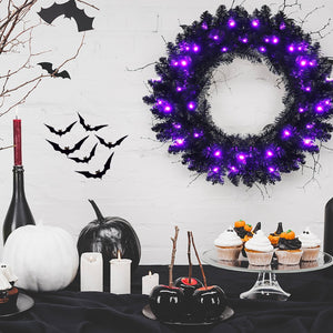 24 Inch Pre-lit Halloween Wreath with 35 Purple LED Lights — view 7