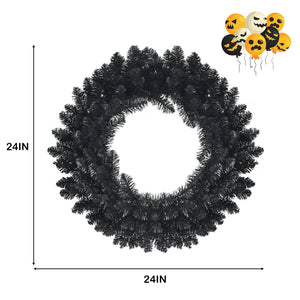 24 Inch Pre-lit Halloween Wreath with 35 Purple LED Lights — view 5
