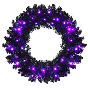 24 Inch Pre-lit Halloween Wreath with 35 Purple LED Lights — view 3