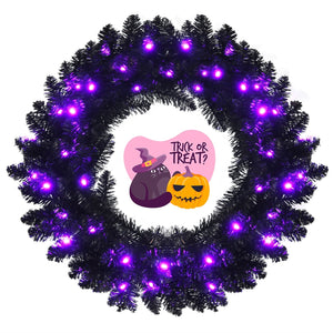 24 Inch Pre-lit Halloween Wreath with 35 Purple LED Lights — view 4
