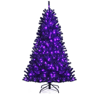 Black Artificial Christmas Halloween Tree with Purple LED Lights — view 12