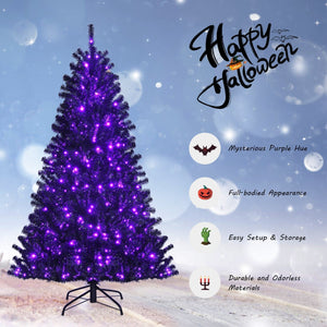 Black Artificial Christmas Halloween Tree with Purple LED Lights — view 2