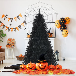 Black Artificial Christmas Halloween Tree with Purple LED Lights — view 1