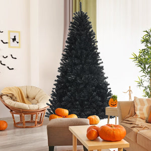 Black Artificial Christmas Halloween Tree with Purple LED Lights — view 5