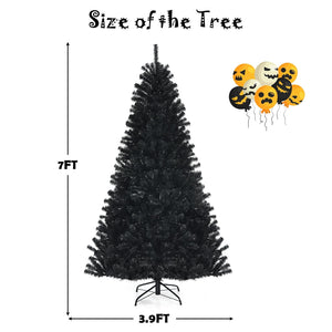Black Artificial Christmas Halloween Tree with Purple LED Lights — view 7