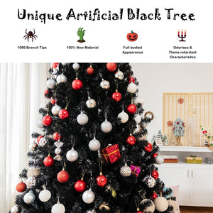 Black Artificial Christmas Halloween Tree with Purple LED Lights — view 16