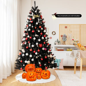 Black Artificial Christmas Halloween Tree with Purple LED Lights — view 3