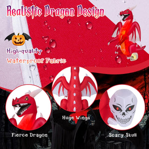 8 Feet Halloween Inflatables Blow-up Red Dragon with Wings Skull — view 6