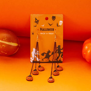 Halloween Pumpkin Chain Drop Earrings — view 4