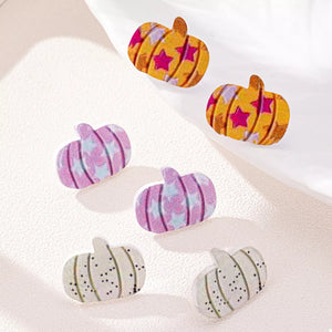 3 Piece Halloween Pumpkin Stud Earrings — view 4
