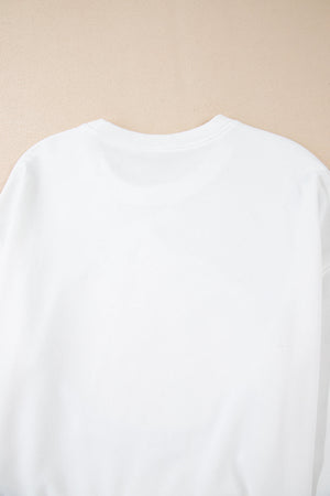 White Terry Halloween Pumpkin Patched Pattern Pullover Sweatshirt — view 18